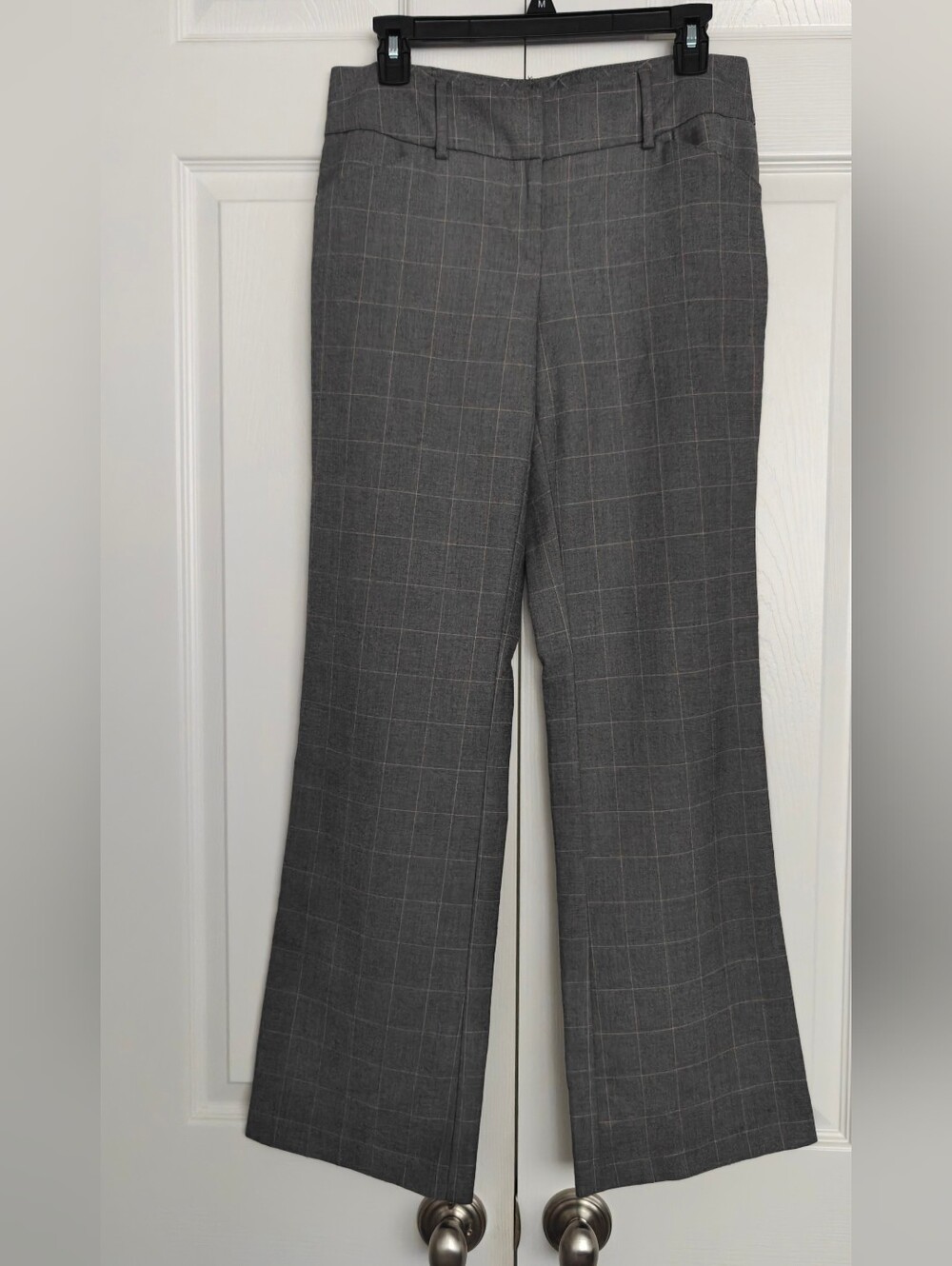 New York & Co Gray Windowpane Dress Pants for Women, Size 6